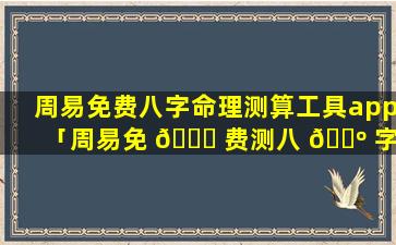 周易免费八字命理测算工具app「周易免 🐞 费测八 🐺 字 生辰八字测算」